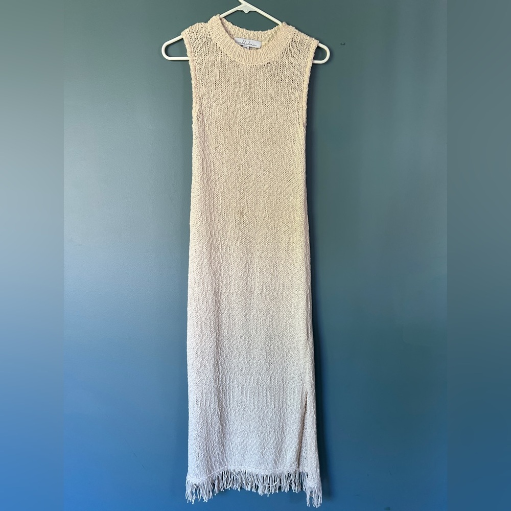 Anthropologie knit Sleeveless Knit midi Dress cream xs - Picture 8 of 8
